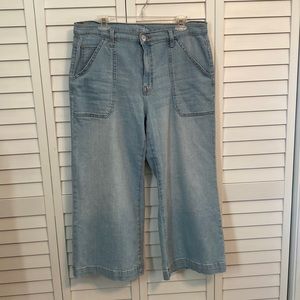 Time and Tru size 14 stretch highrise wide leg faded jeans.
